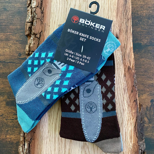 3er-Set Herrensocken mit Messermotiv.