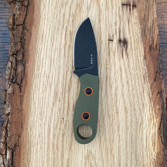Beaver D2 Olive Green G10 von Kizer mit grünem Griff aus G10. 