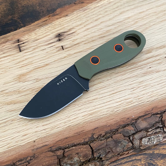 Beaver D2 Olive Green G10 von Kizer mit grünem Griff aus G10.